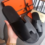 Hermes Men Izmir Sandals in Swift Leather Black