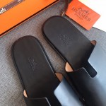 Hermes Men Izmir Sandals in Swift Leather Black