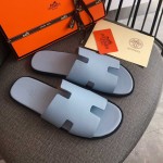 Hermes Men Izmir Sandals in Epsom Leather Baby Blue