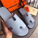 Hermes Men Izmir Sandals in Epsom Leather Baby Blue