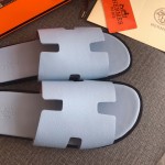 Hermes Men Izmir Sandals in Epsom Leather Baby Blue