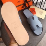 Hermes Men Izmir Sandals in Epsom Leather Baby Blue