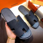 Hermes Men Izmir Sandals in Epsom Leather Navy