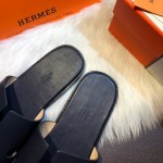 Hermes Men Izmir Sandals in Epsom Leather Navy