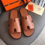 Hermes Men Izmir Sandals in Swift Leather Tan