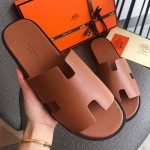 Hermes Men Izmir Sandals in Swift Leather Tan