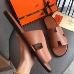 Hermes Men Izmir Sandals in Swift Leather Tan