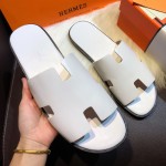 Hermes Men Izmir Sandals in Swift Leather White