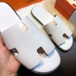 Hermes Men Izmir Sandals in Swift Leather White