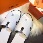 Hermes Men Izmir Sandals in Swift Leather White