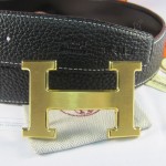 Hermes Reversible Togo Leather 38MM Belt Black