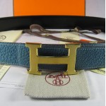 Hermes Reversible Togo Leather 38MM Belt Blue