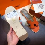 Hermes Women Oran Sandals in Epsom Leather Orange