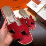 Hermes Women Oran Sandals in Epsom Leather Red