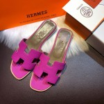 Hermes Women Oran Sandals in Epsom Leather Rose