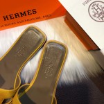 Hermes Women Oran Sandals in Epsom Leather Yellow