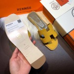 Hermes Women Oran Sandals in Epsom Leather Yellow