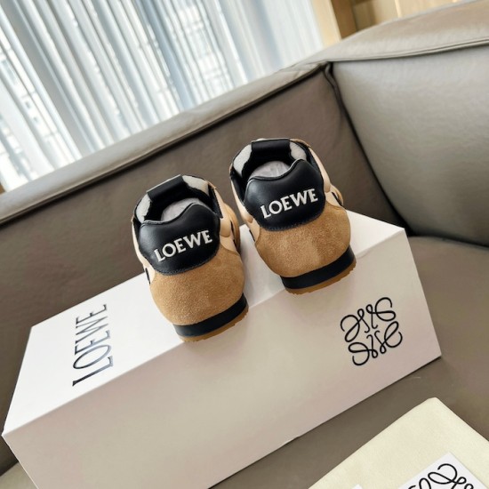 Replica Loewe Ballet Runner 2.0 in nylon and calfskin black/beige