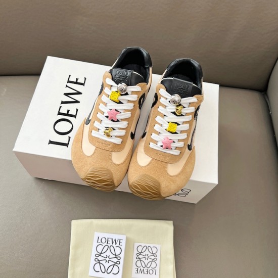 Replica Loewe Ballet Runner 2.0 in nylon and calfskin black/beige