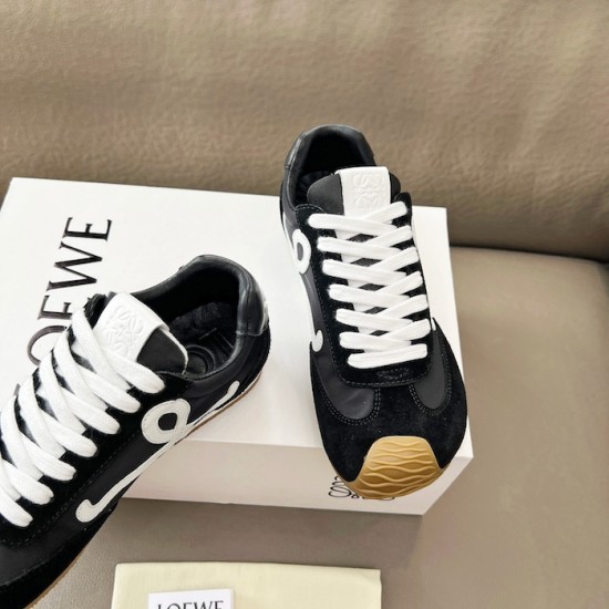 Replica Loewe Ballet Runner 2.0 in nylon and calfskin black/white