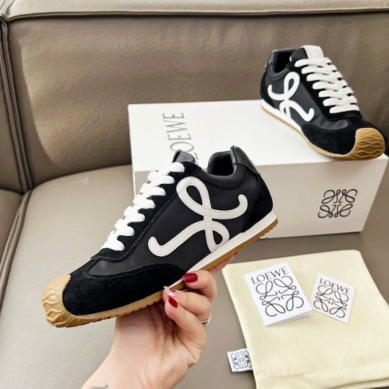 Replica Loewe Ballet Runner 2.0 in nylon and calfskin black/white