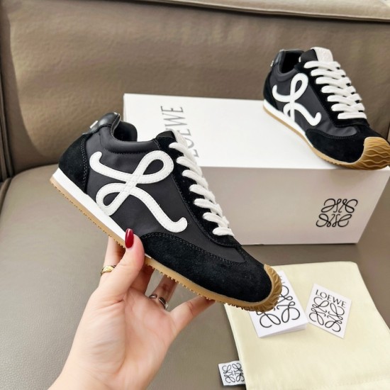 Replica Loewe Ballet Runner 2.0 in nylon and calfskin black/white