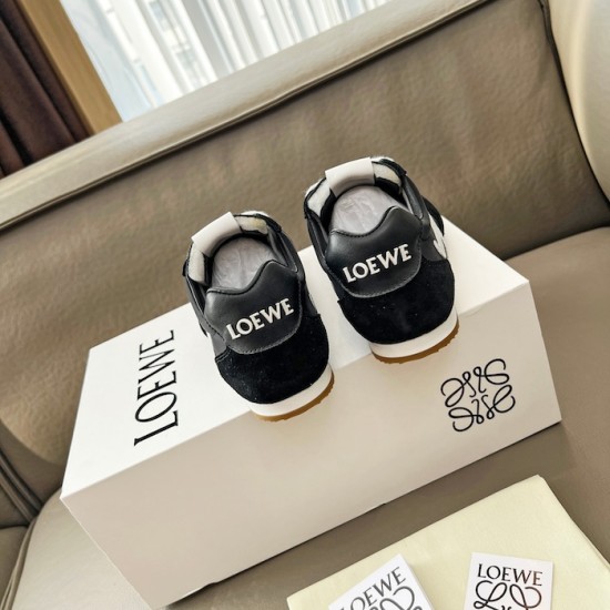 Replica Loewe Ballet Runner 2.0 in nylon and calfskin black/white