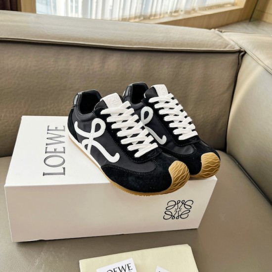 Replica Loewe Ballet Runner 2.0 in nylon and calfskin black/white