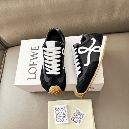 Replica Loewe Ballet Runner 2.0 in nylon and calfskin black/white