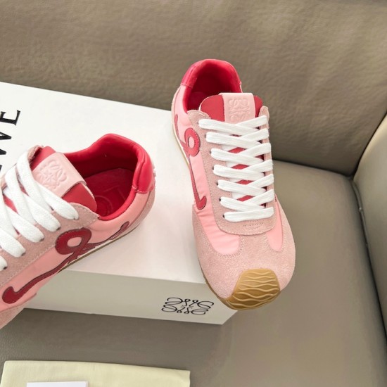 Replica Loewe Ballet Runner 2.0 in nylon and calfskin red/pink