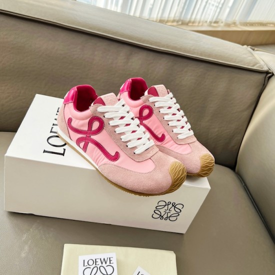 Replica Loewe Ballet Runner 2.0 in nylon and calfskin red/pink