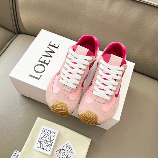 Replica Loewe Ballet Runner 2.0 in nylon and calfskin red/pink