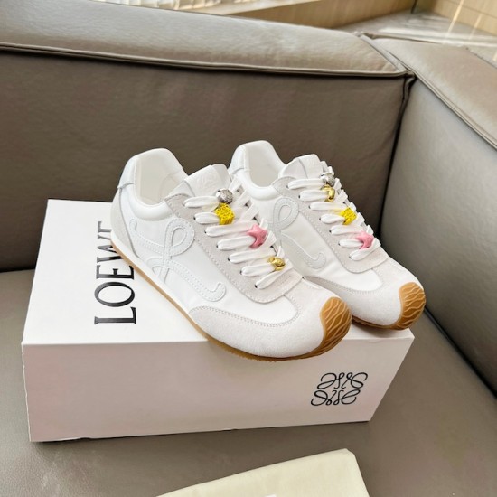 Replica Loewe Ballet Runner 2.0 in nylon and calfskin white/white