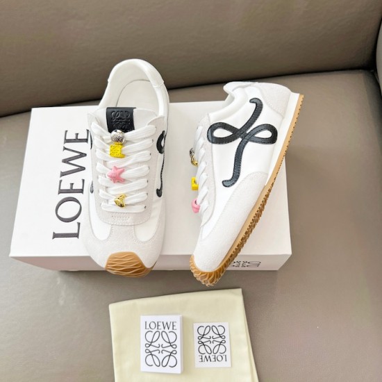 Replica Loewe Ballet Runner 2.0 in nylon and calfskin white/black