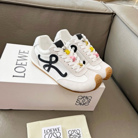 Replica Loewe Ballet Runner 2.0 in nylon and calfskin white/black