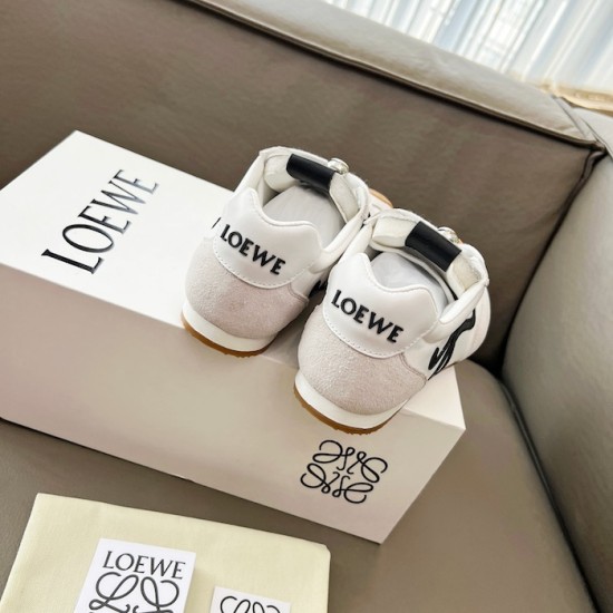 Replica Loewe Ballet Runner 2.0 in nylon and calfskin white/black