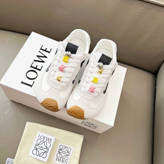 Replica Loewe Ballet Runner 2.0 in nylon and calfskin white/black