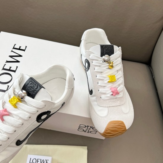 Replica Loewe Ballet Runner 2.0 in nylon and calfskin white/black