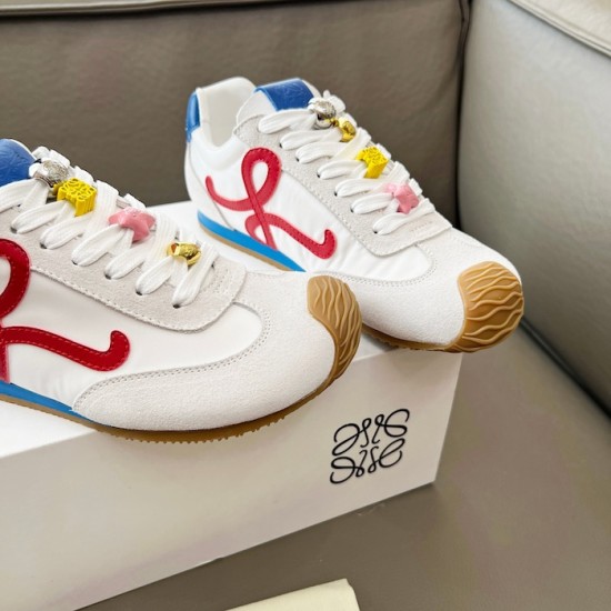 Replica Loewe Ballet Runner 2.0 in nylon and calfskin white/red/blue