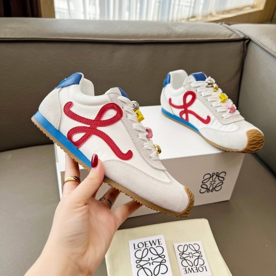 Replica Loewe Ballet Runner 2.0 in nylon and calfskin white/red/blue