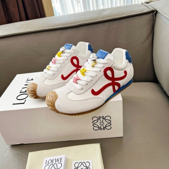 Replica Loewe Ballet Runner 2.0 in nylon and calfskin white/red/blue