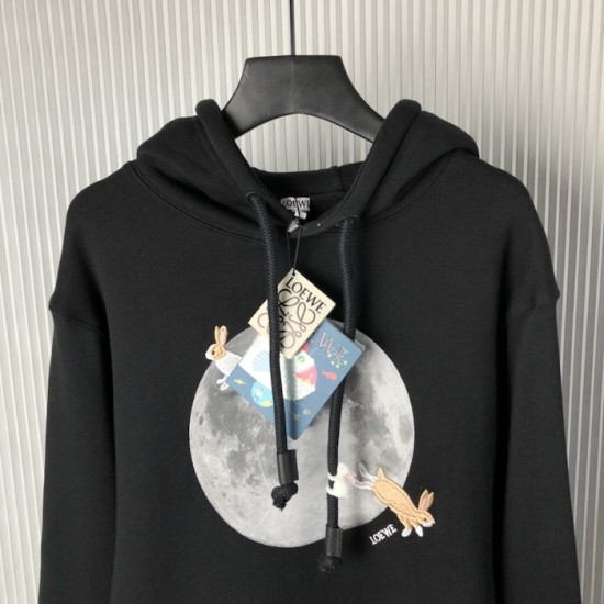 Replica Loewe Relaxed fit hoodie in cotton Black