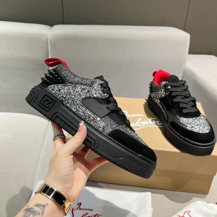 Christian Louboutin Astroloubi Black Strass Calf Leather Sneaker