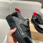 Christian Louboutin Astroloubi Black Strass Calf Leather Sneaker