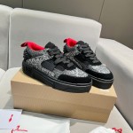 Christian Louboutin Astroloubi Black Strass Calf Leather Sneaker