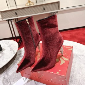 Christian Louboutin Lipbooty 100MM Heel Ankle Boot Burgundy