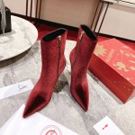 Christian Louboutin Lipbooty 100MM Heel Ankle Boot Burgundy