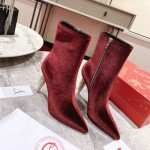 Christian Louboutin Lipbooty 100MM Heel Ankle Boot Burgundy