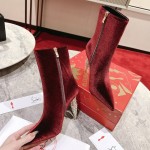 Christian Louboutin Lipbooty 100MM Heel Ankle Boot Burgundy