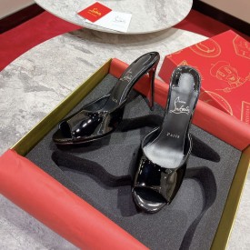 TOP QUALITY Christian Louboutin Me Dolly 100MM Heel Sandal Patent Black